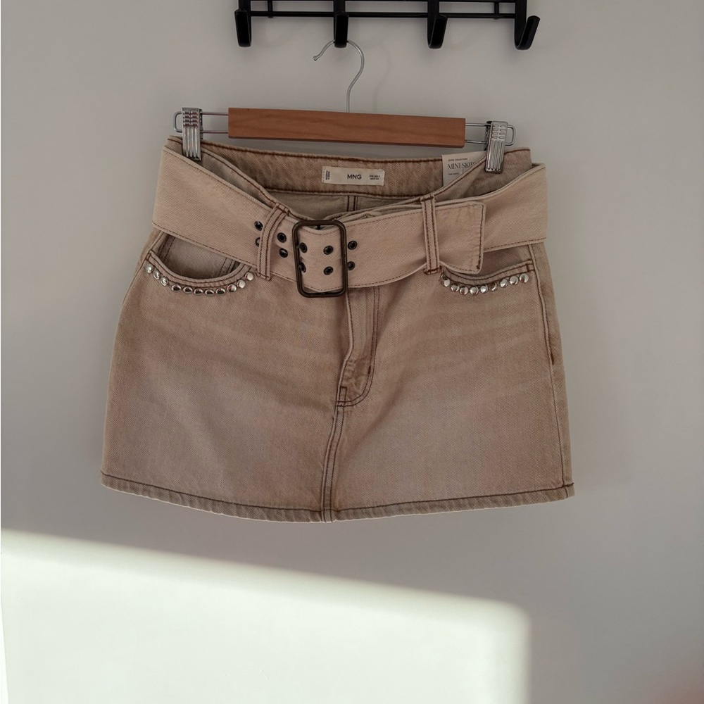 Mango Tan Mini Skirt with Belt